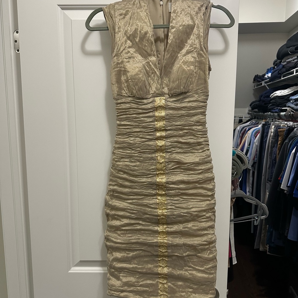 Nicole Miller Gold Textured dress